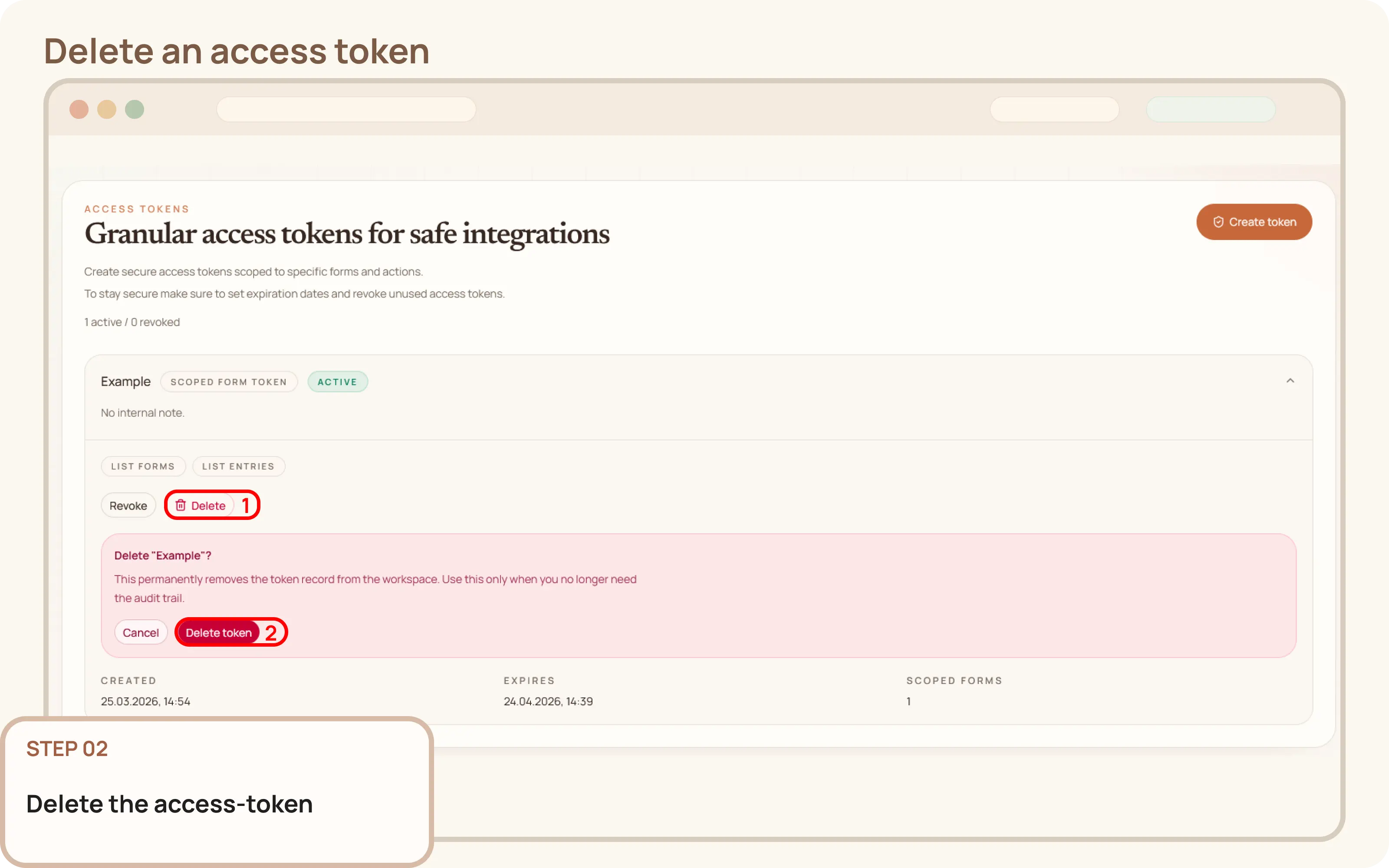 Delete an access token: Delete the access-token
